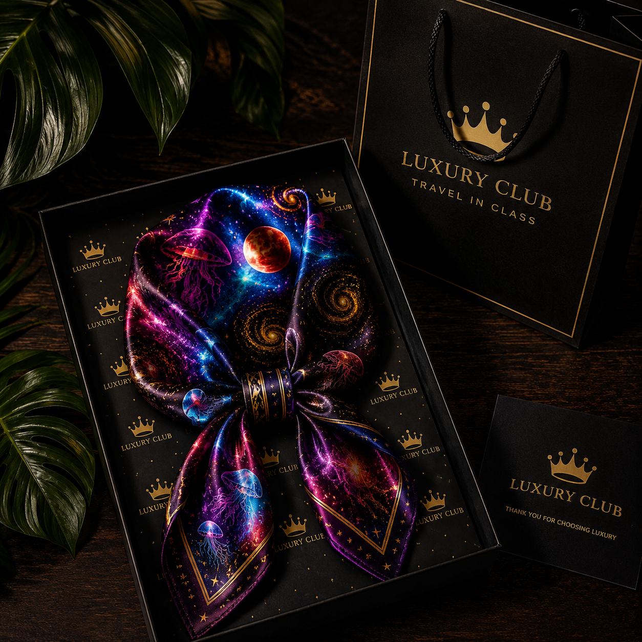 Luxury Club Cosmic Ocean Silk Scarf