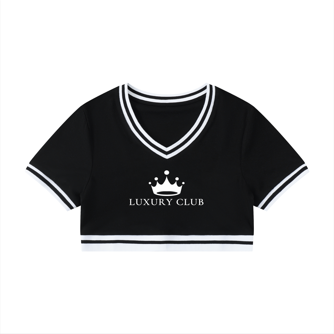 Luxury Club  Noir V-Neck Crop Top Women's Collection