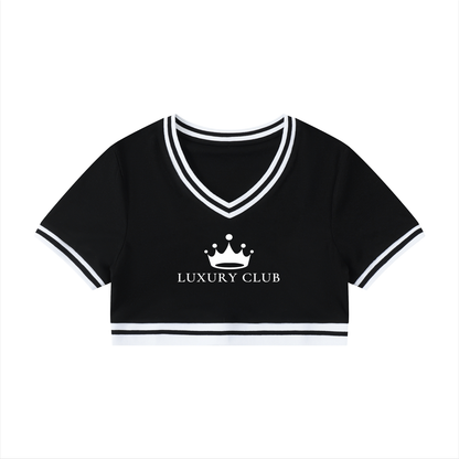 Luxury Club  Noir V-Neck Crop Top Women's Collection
