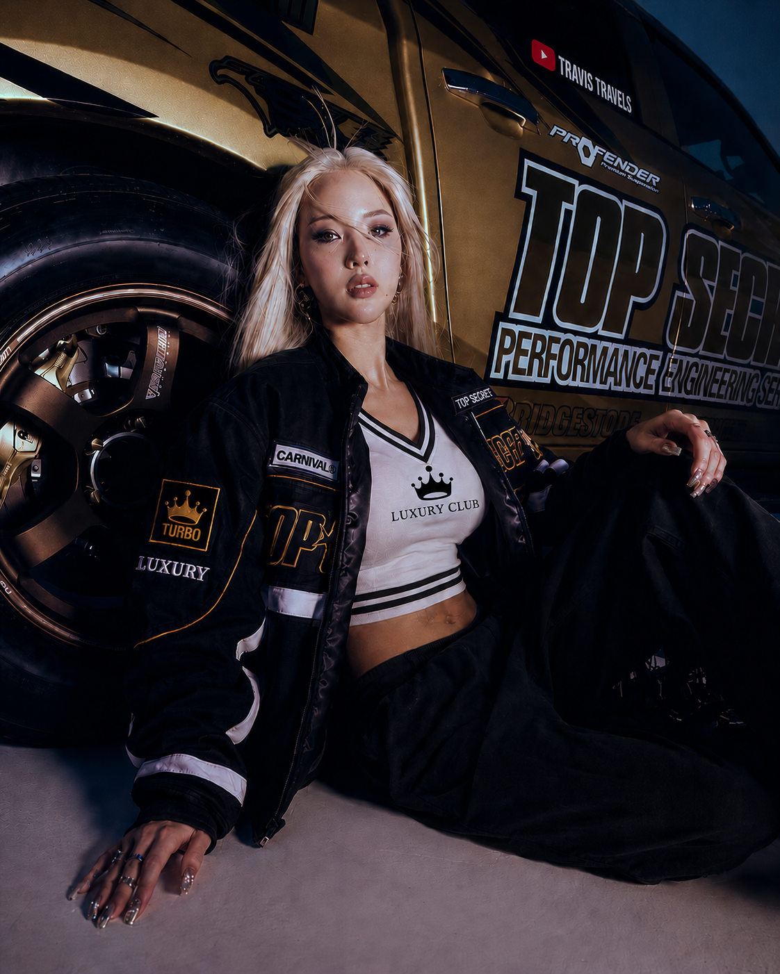 Luxury Club  Noir V-Neck Crop Top Women's Collection