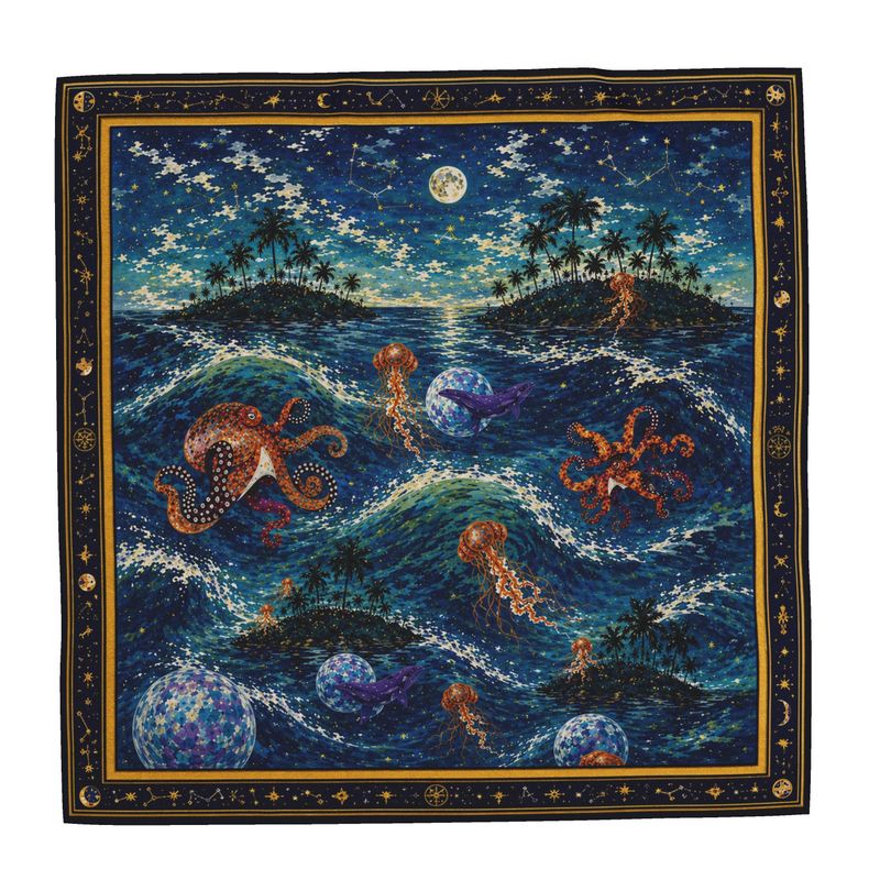 Luxury Club Golden Coast Kraken Silk Scarf