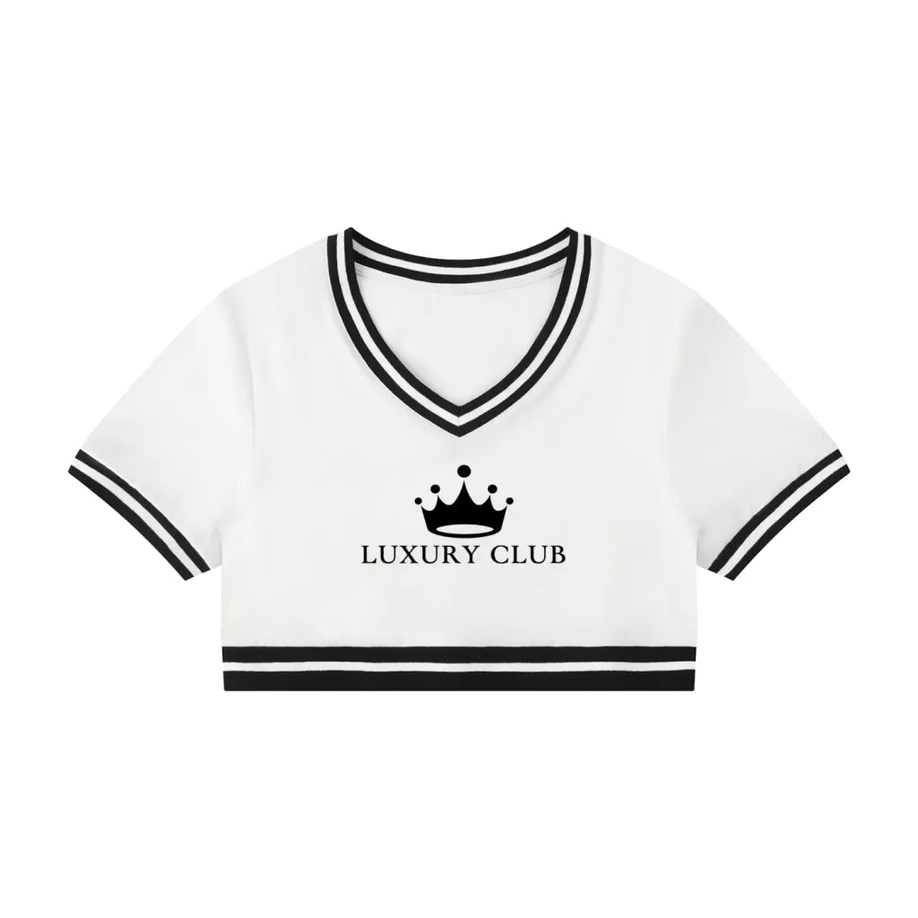 Luxury Club  Noir V-Neck Crop Top Women's Collection