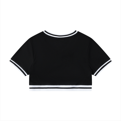 Luxury Club  Noir V-Neck Crop Top Women's Collection