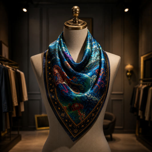 Luxury Club Golden Coast Kraken Silk Scarf