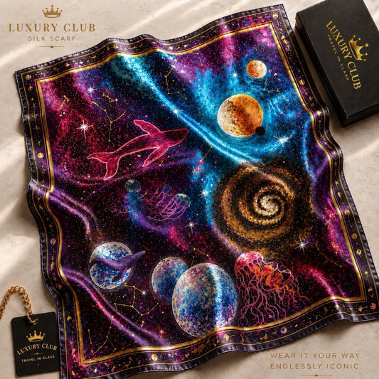 Luxury Club Cosmic Ocean Silk Scarf